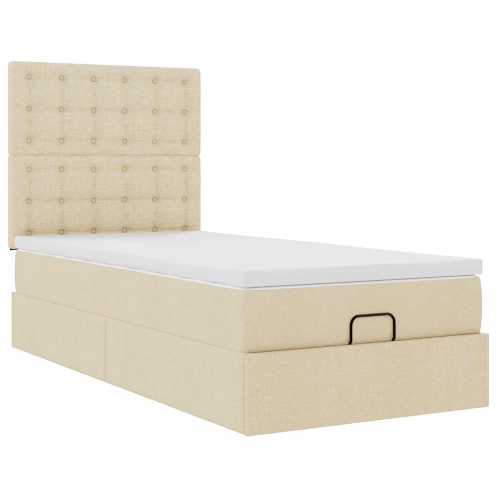 Estrutura de cama otomana com creme de colchão 90x190cm tecido