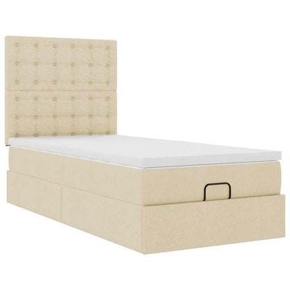 Estrutura de cama otomana com creme de colchão 90x190cm tecido