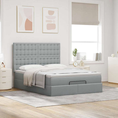 Estrutura de cama otomana com colchão 140x190 cm cinzento claro