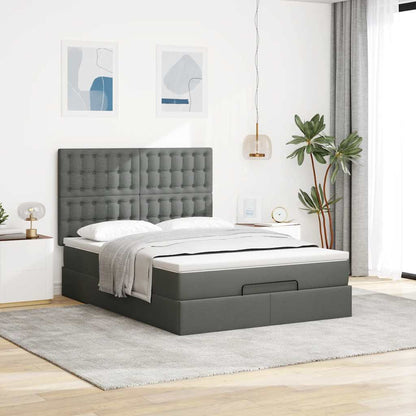 Estrutura de cama otomana com colchão 140x190cm cinzento escuro