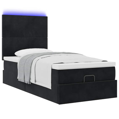 Estrutura de cama otomana vidaXL com colchões preto 100x200cm Veludo