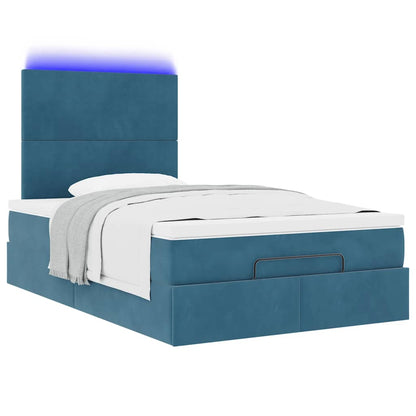 Estrutura cama otomana colchões 120x200cm veludo azul escuro