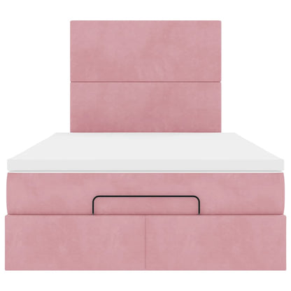 Estrutura de cama otomana com colchões 120x200 cm veludo rosa