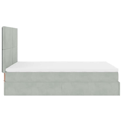 Estrutura de cama otomana com colchões 140x190cm cinzento claro