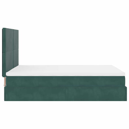 Estrutura cama otomana colchões 140x200 cm veludo verde escuro