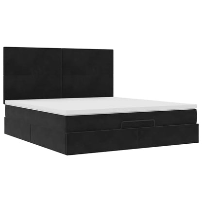 Estrutura de cama otomana com colchões 160x200 cm veludo preto