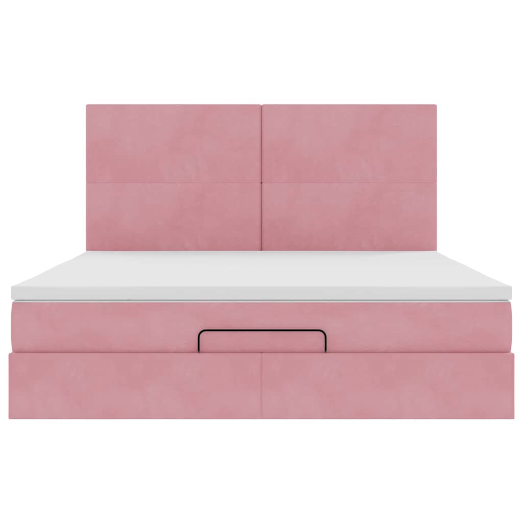 Estrutura de cama otomana com colchões 160x200 cm veludo rosa