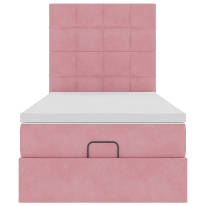 Estrutura de cama otomana com colchões 90x190 cm veludo rosa