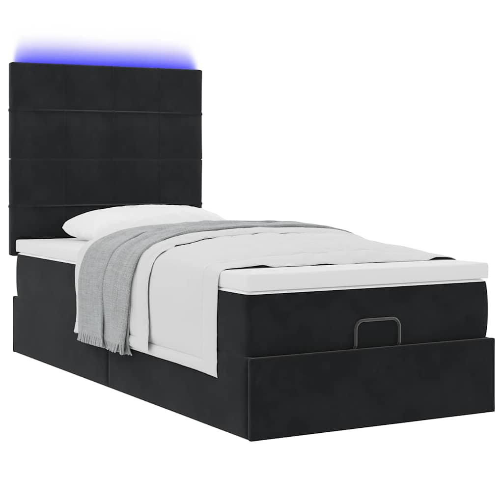 Estrutura de cama otomana vidaXL com colchões preto 100x200cm Veludo