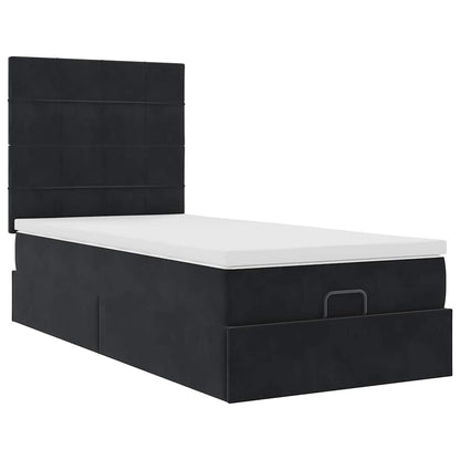 Estrutura de cama otomana vidaXL com colchões preto 100x200cm Veludo