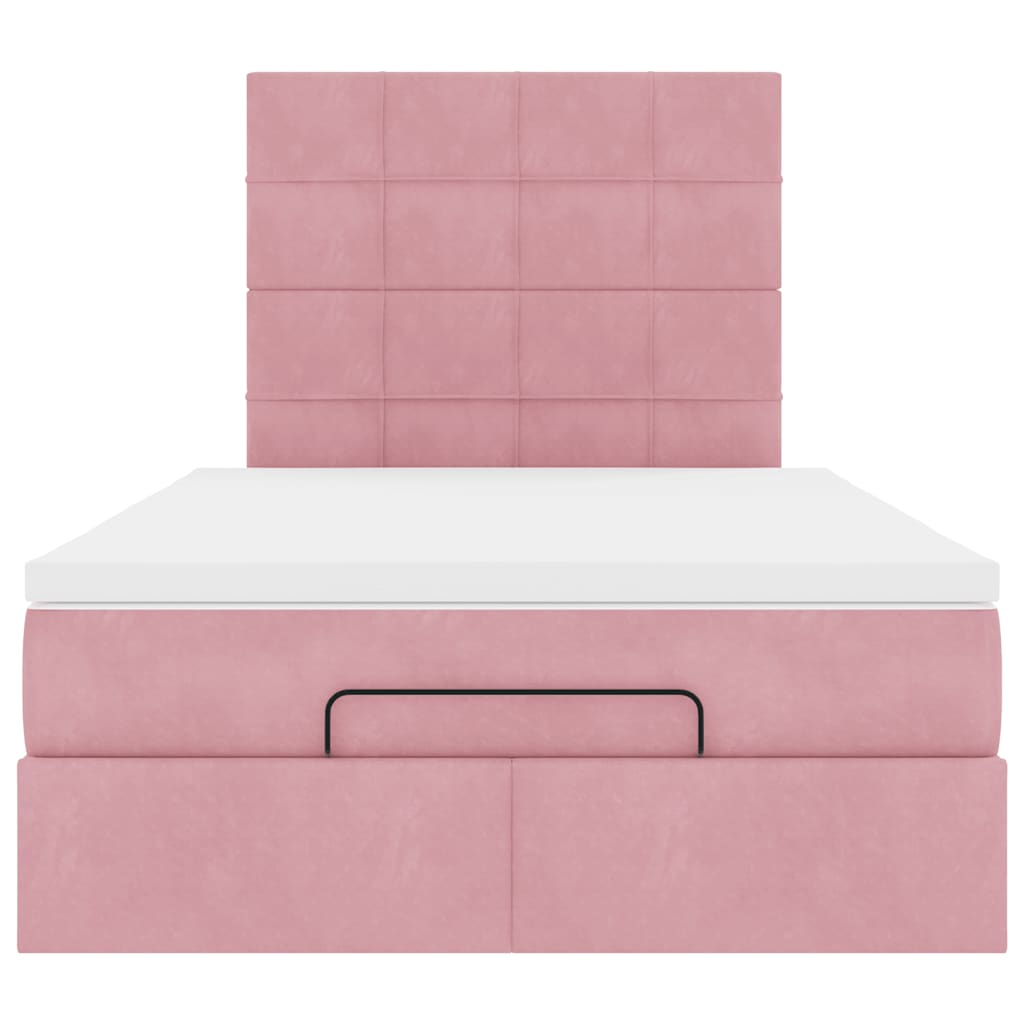 Estrutura de cama otomana com colchões 120x200 cm veludo rosa