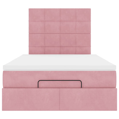 Estrutura de cama otomana com colchões 120x200 cm veludo rosa