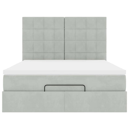 Estrutura de cama otomana com colchões 140x190cm cinzento claro