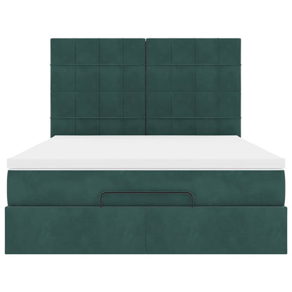 Estrutura cama otomana colchões 140x200 cm veludo verde escuro