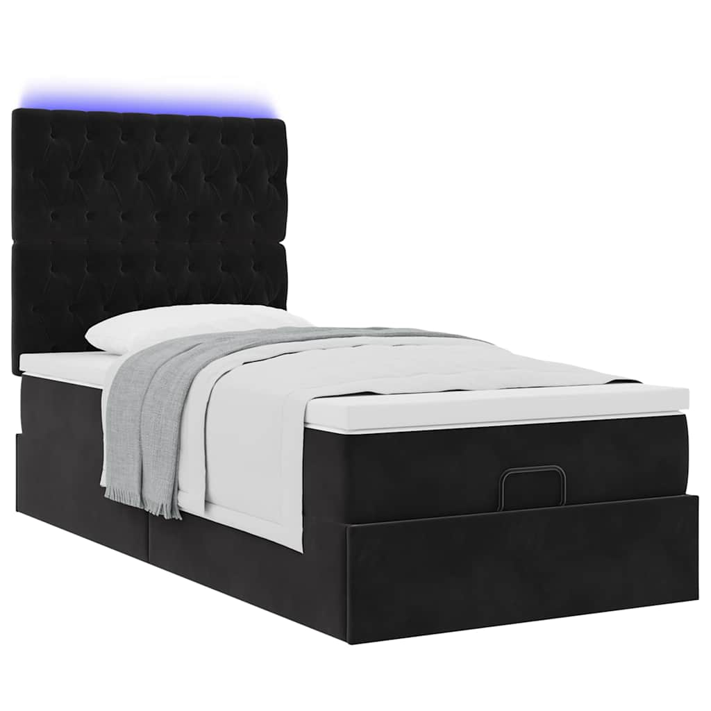 Estrutura de cama otomana vidaXL com colchões preto 100x200cm Veludo