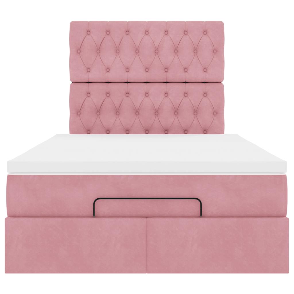 Estrutura de cama otomana com colchões 120x200 cm veludo rosa