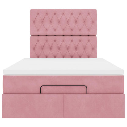 Estrutura de cama otomana com colchões 120x200 cm veludo rosa