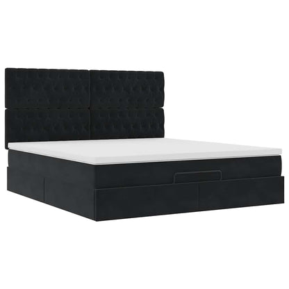 Estrutura de cama otomana com colchões 160x200 cm veludo preto