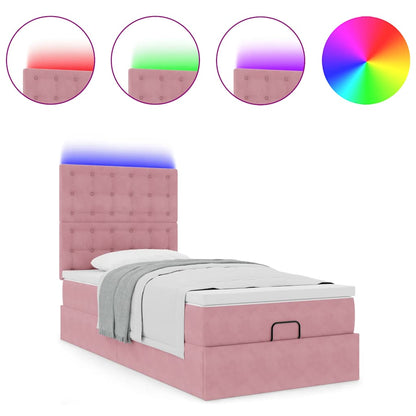 Estrutura de cama otomana com colchões 80x200 cm veludo rosa