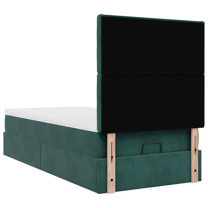 Estrutura cama otomana colchões 90x190cm veludo verde escuro