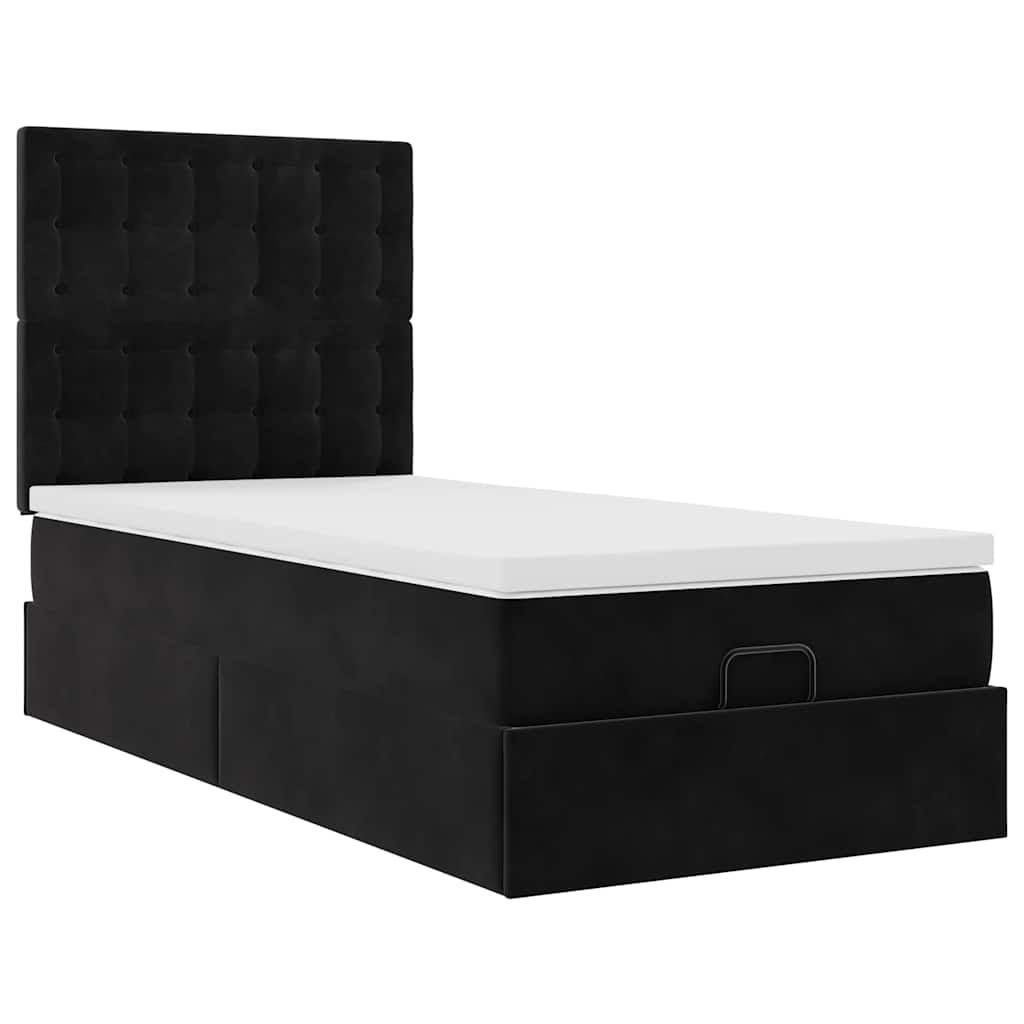 Estrutura de cama otomana vidaXL com colchões preto 100x200cm Veludo