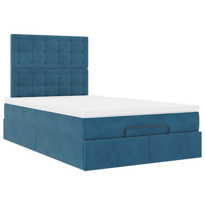 Estrutura cama otomana colchões 120x200cm veludo azul escuro