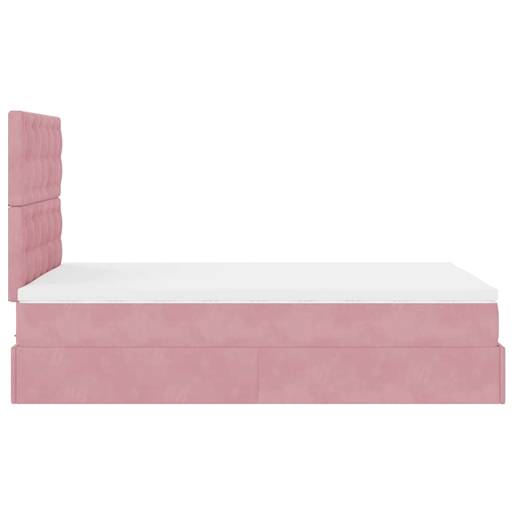 Estrutura de cama otomana com colchões 120x200 cm veludo rosa