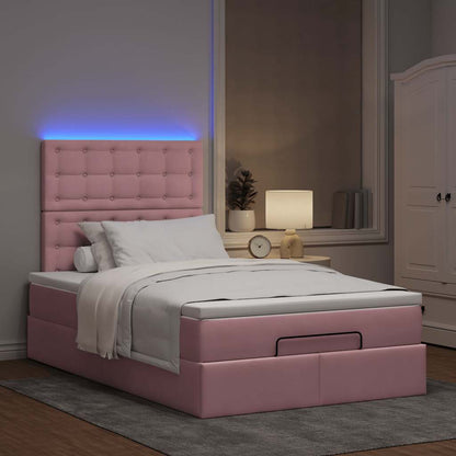 Estrutura de cama otomana com colchões 120x200 cm veludo rosa