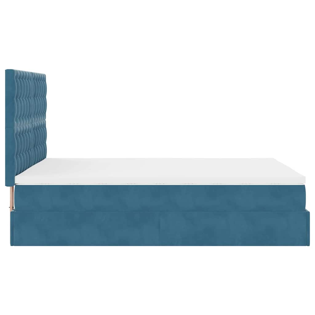 Estrutura cama otomana colchões 140x190 cm veludo azul escuro