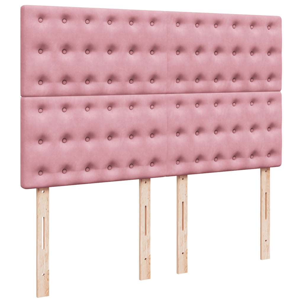 Estrutura de cama otomana com colchões 140x190 cm veludo rosa