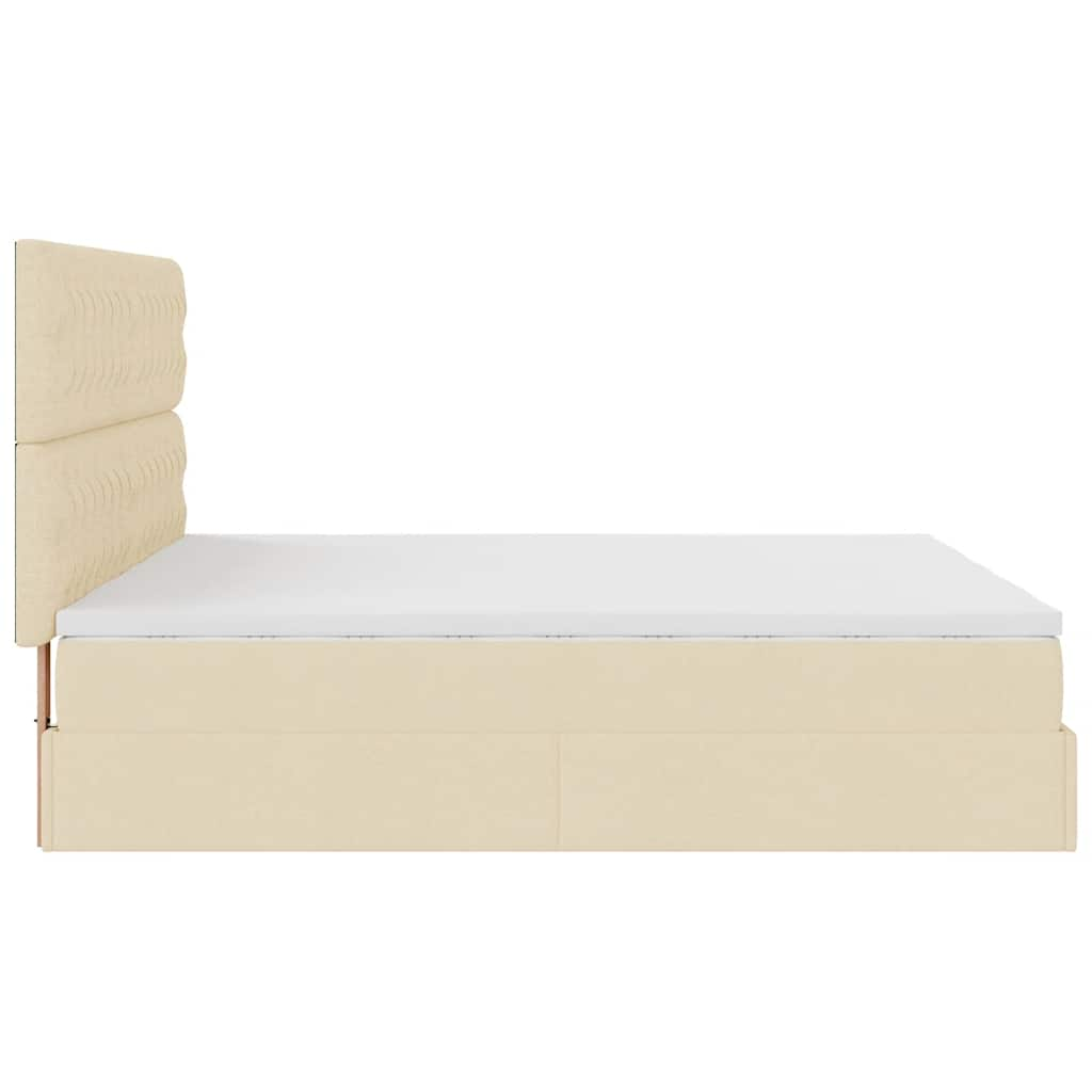 Estrutura de cama otomana com colchões tecido creme 160x200cm