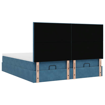 Estrutura cama otomana colchões 180x200 cm veludo azul escuro