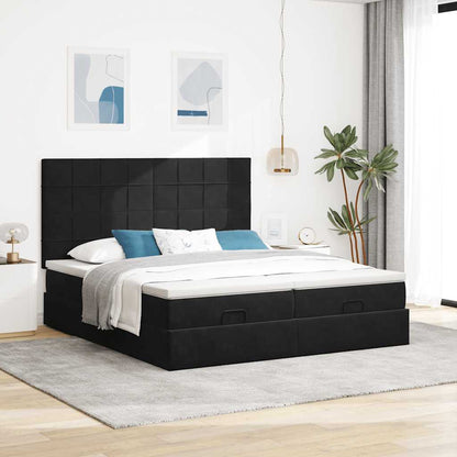 Estrutura de cama otomana com colchões 160x200 cm veludo preto