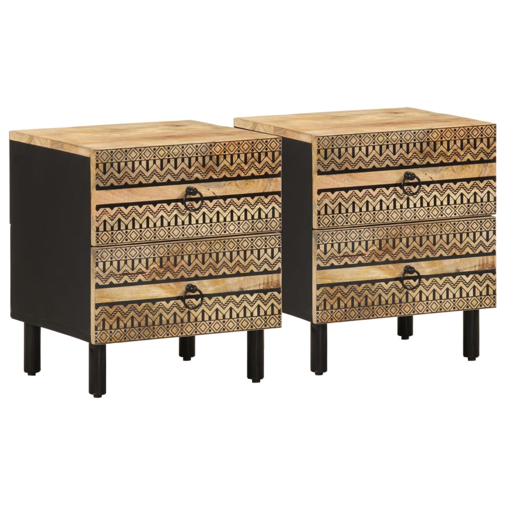 Mesa de cabeceira 2 pcs 40x33,5x46 cm mangueira áspera maciça