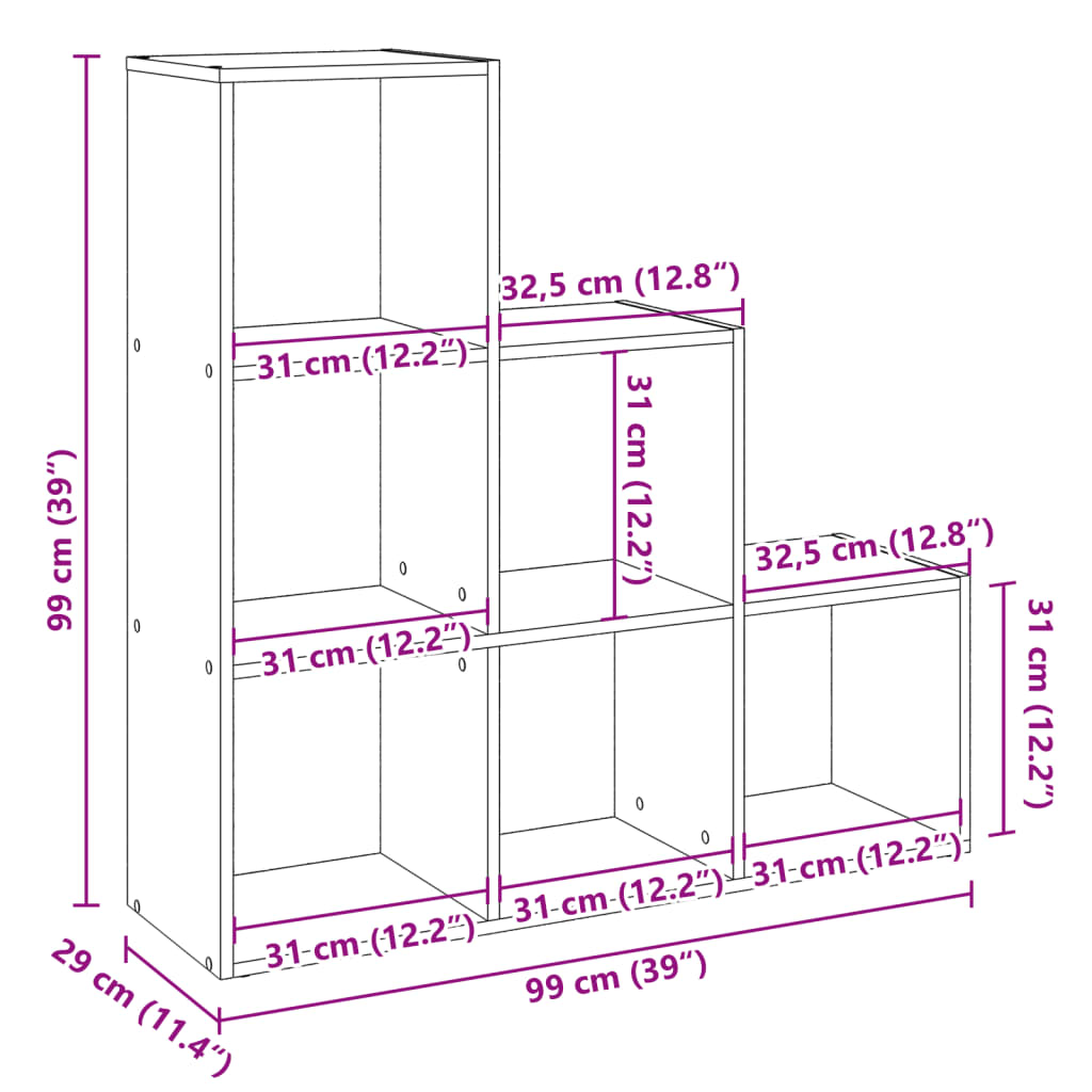 Estante divisória 3 níveis 99x29x99 cm derivados madeira branco