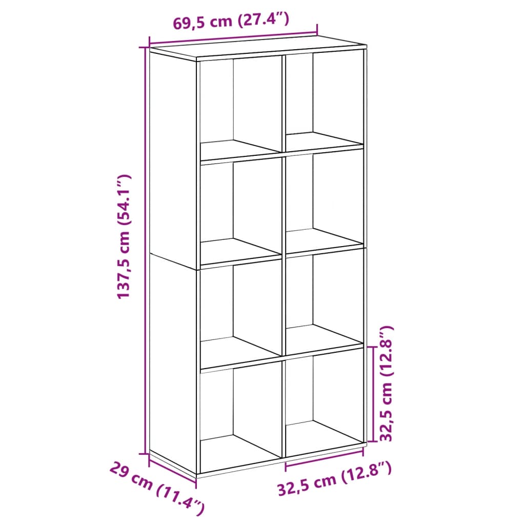 Estante divisória 69,5x29x137,5 cm deriv. madeira cinza sonoma