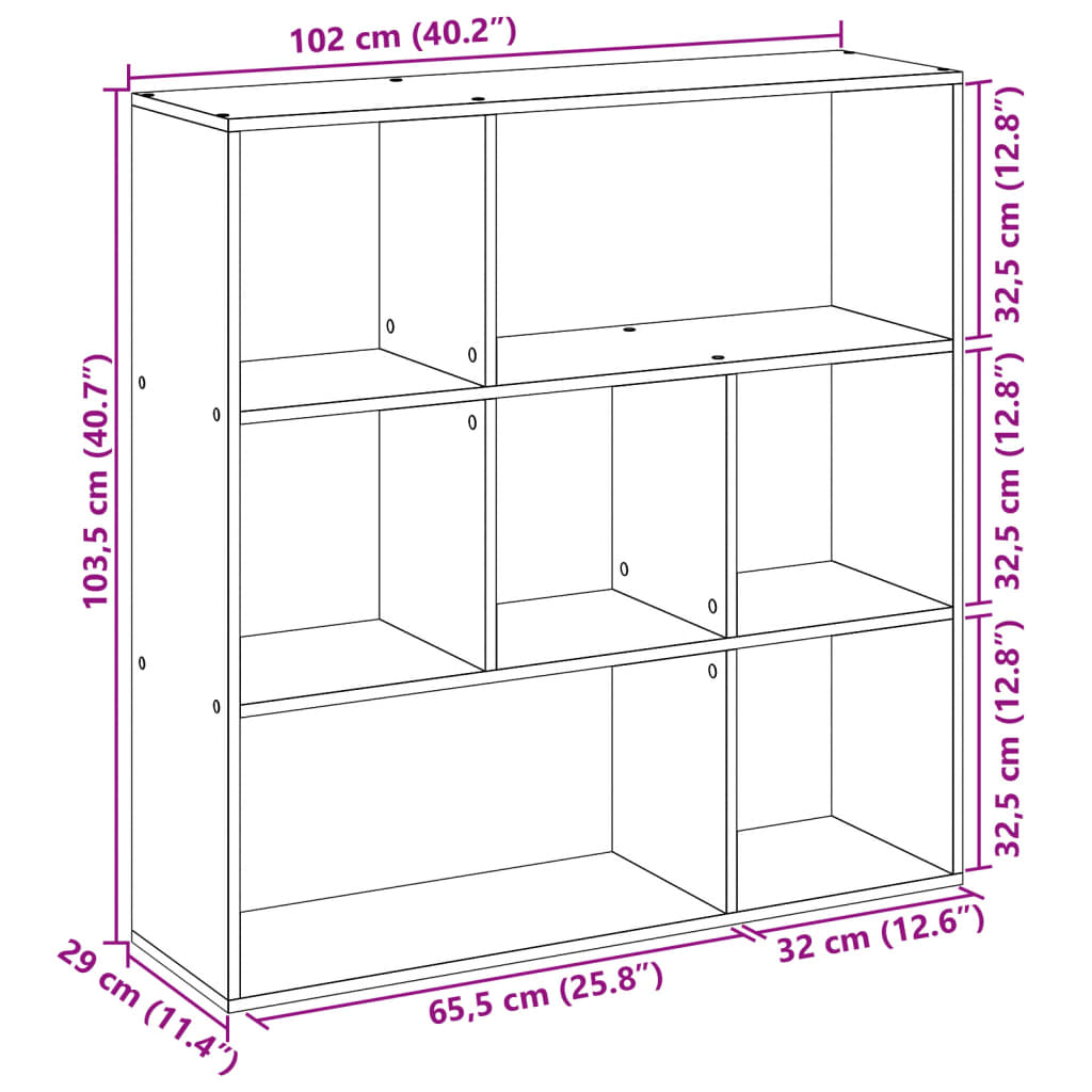 Estante divisória 102x29x103,5 cm deriv. madeira cinza sonoma