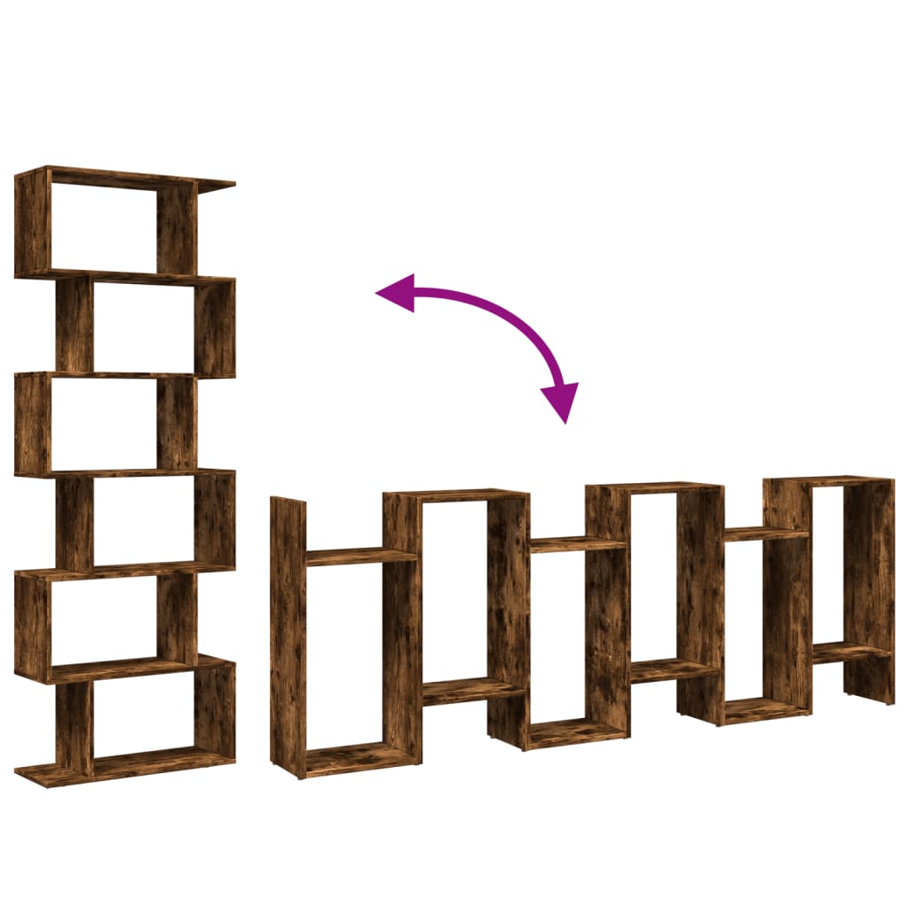 Estante divisória 6 níveis derivados de madeira carvalho fumado