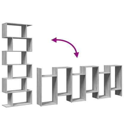 Estante divisória 6 níveis derivados de madeira cinzento sonoma