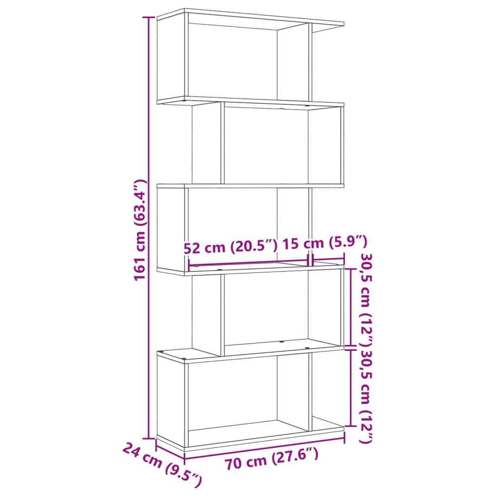 Estante divisória 5 níveis 70x24x161cm derivados madeira branco