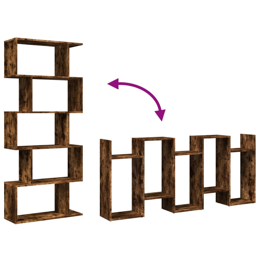 Estante divisória 5 níveis derivados de madeira carvalho fumado