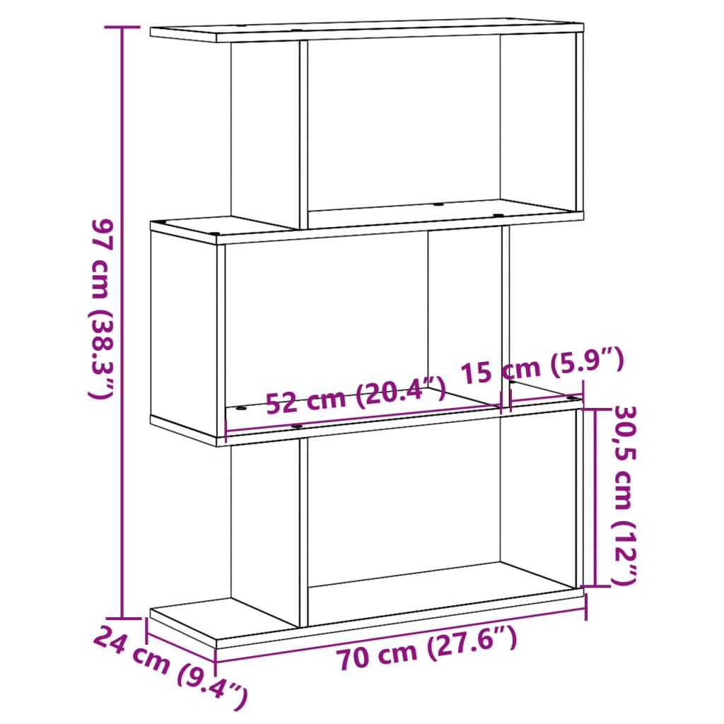 Estante divisória 3 níveis 70x24x97 cm derivados madeira branco