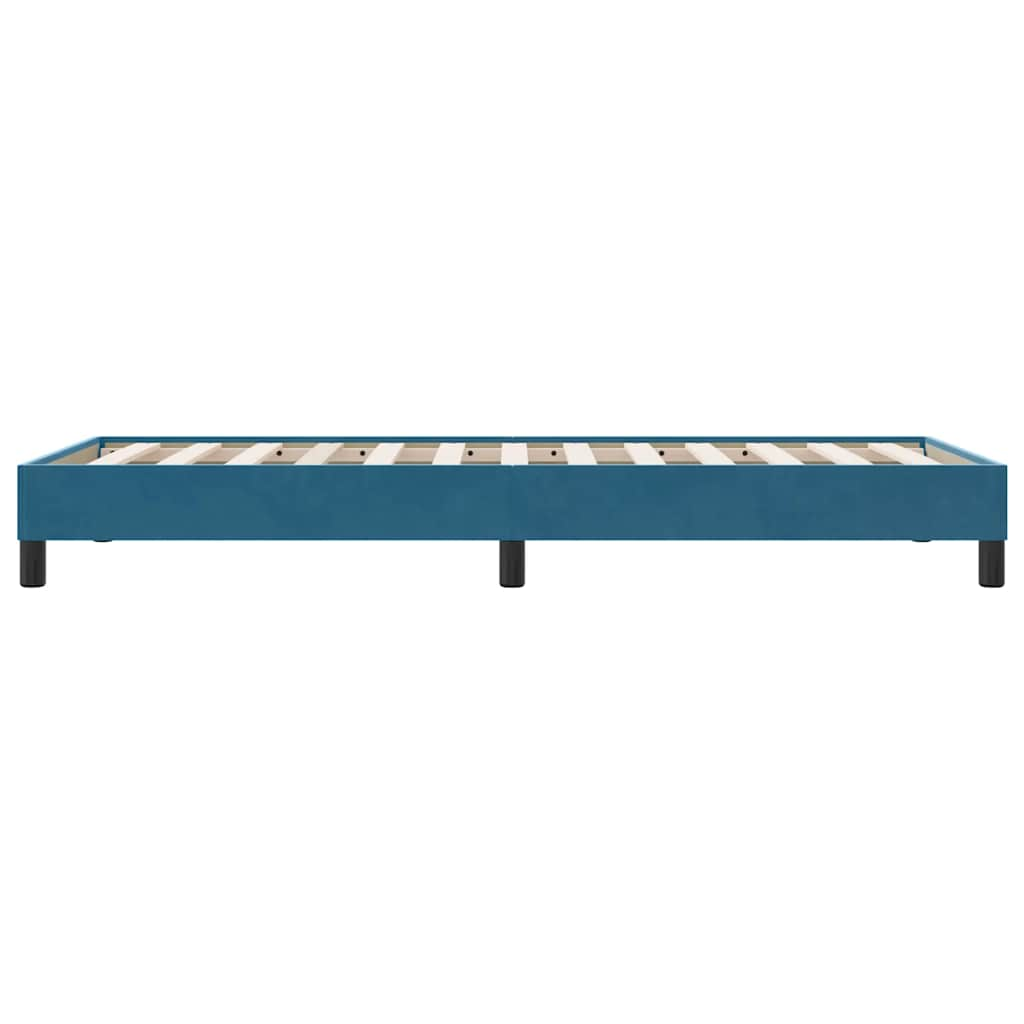 Estrutura de cama sem colchão 90x210 cm veludo azul-escuro