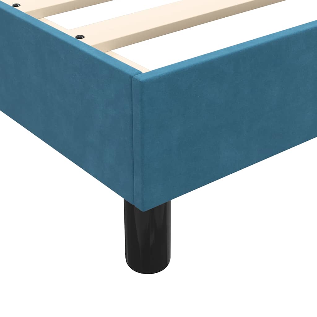 Estrutura de cama sem colchão 90x210 cm veludo azul-escuro