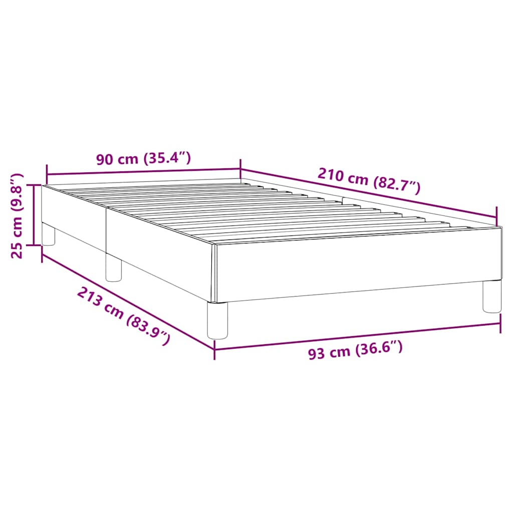 Estrutura de cama sem colchão 90x210 cm veludo azul-escuro