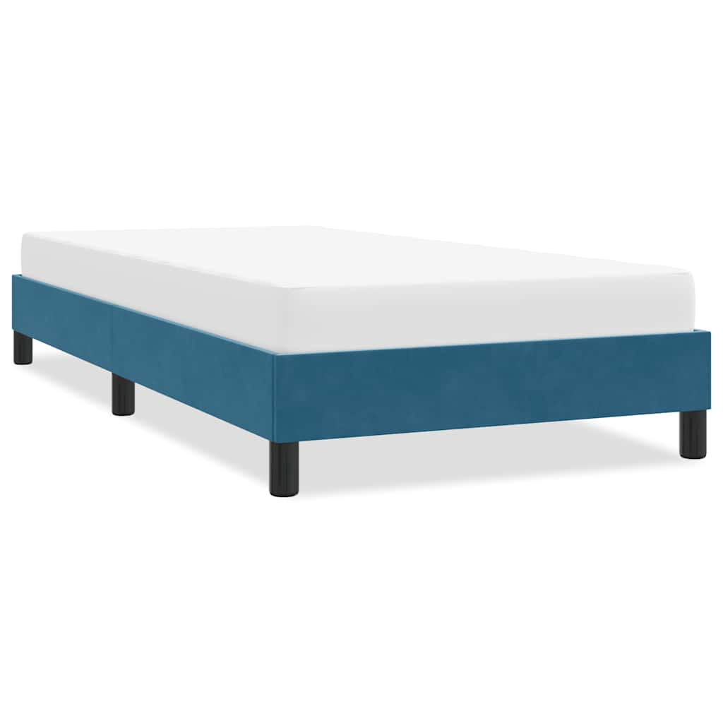 Estrutura de cama sem colchão 90x210 cm veludo azul-escuro