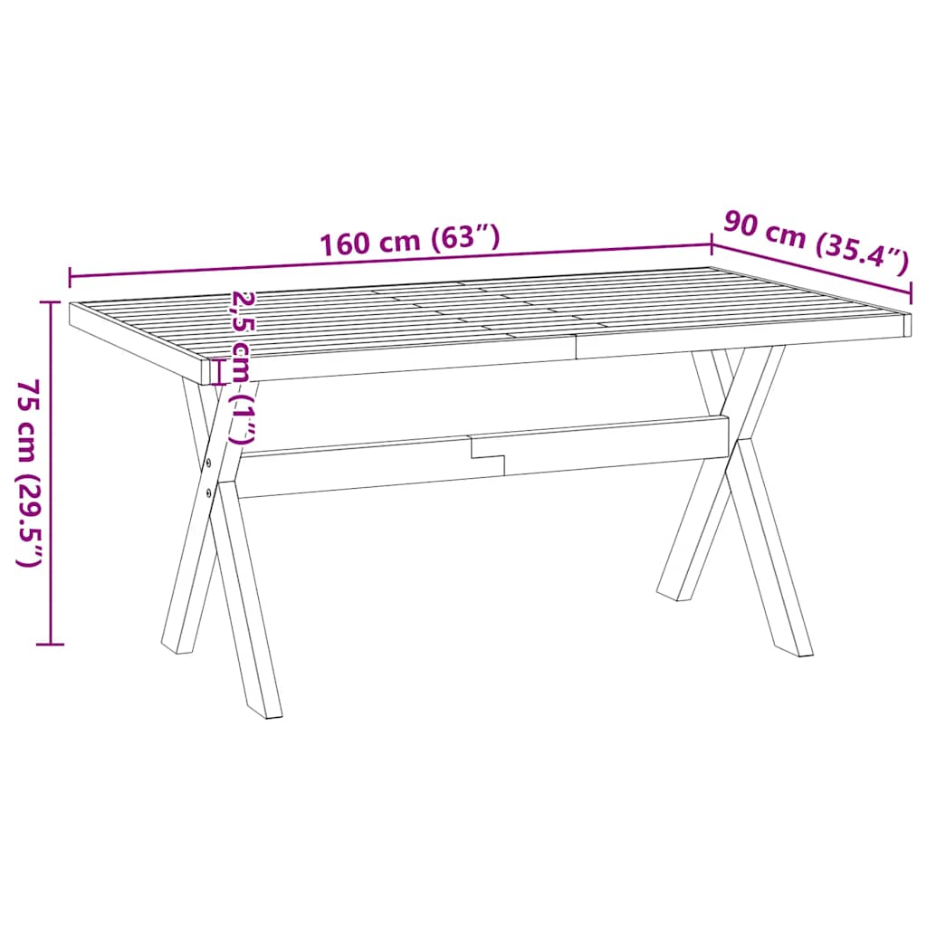 Mesa de jantar NOAIN Pernas em forma X 160x90x75cm pinho maciço