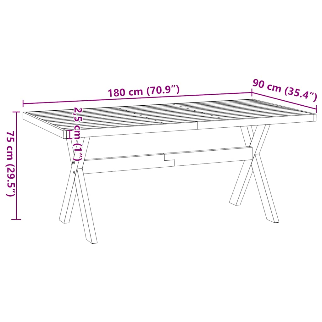 Mesa de jantar NOAIN Pernas em forma X 180x90x75cm pinho maciço