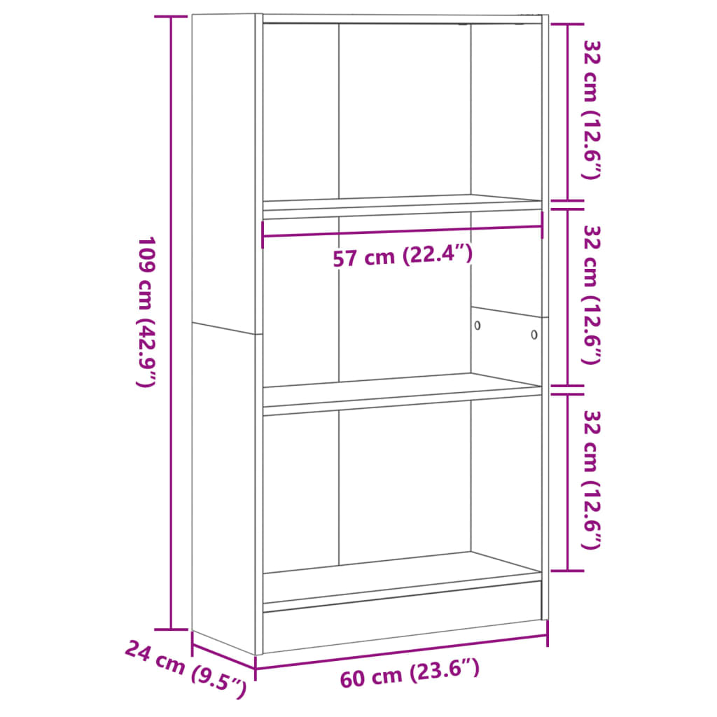 Estante 60x24x109 cm derivados de madeira carvalho sonoma