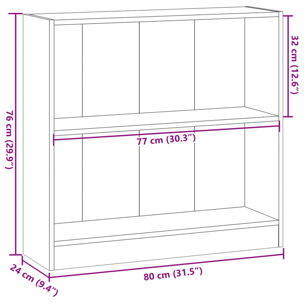 Estante 80x24x76 cm derivados de madeira cinzento sonoma